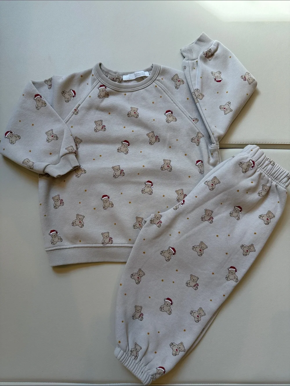 Zara Baby Holiday Santa Bear Sweatsuit Set 12-18 Months